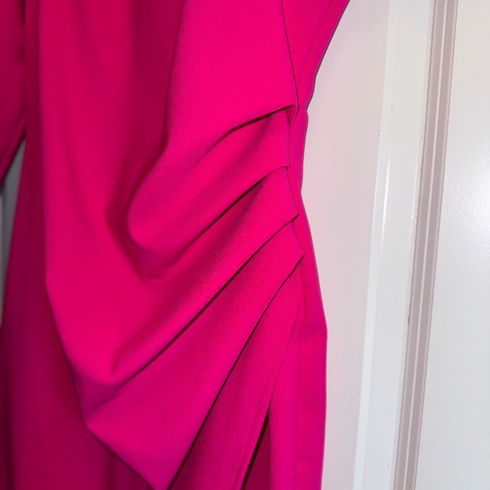 JOSEPH RIBKOFF Dress Pink Stretch Twill Sheath Office Secy  / Puff Sleeves sz 10 - Picture 6 of 14